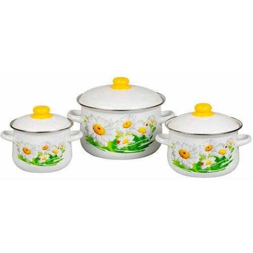 кастрюля essentials 1 4л 18см круглая с крышкой pyrex 207a000n 2022 Набор 1с408 Ромашки лето (г. Череповец)