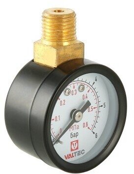 фото Манометр Ду 40 с верхним подключением , 1/4", 0-6 бар (для редуктора давления) | код. VT. TM40. VC.02 | VALTEC ( 1шт. )