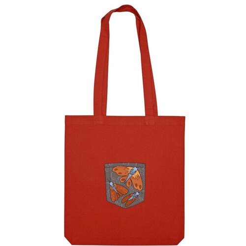 Сумка шоппер Us Basic, серый, красный сумка шоппер us basic повседневная текстиль серый