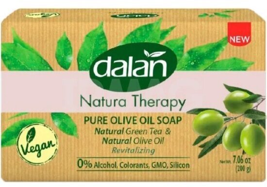 Dalan Natura Therapy Мыло "Зелёный Чай и Оливковое Масло", Турецкое, твердое, кусковое мыло, 200 гр.