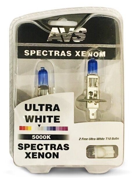 Газонаполненные лампы AVS SPECTRAS Xenon 5000K H1 12V 75W комплект 2+2 (T-10) шт.