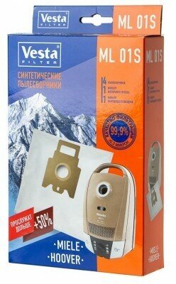 Vesta filter ML01S комплект мешков-пылесборников синтетических (4шт+ 2 фильтра) для пылесоса Miele - фотография № 9