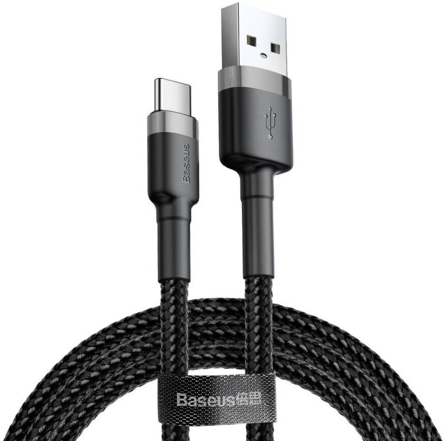 Кабель Baseus Cafule Cable USB - USB Type-C 2 A 3m Black+Grey (CATKLF-UG1)