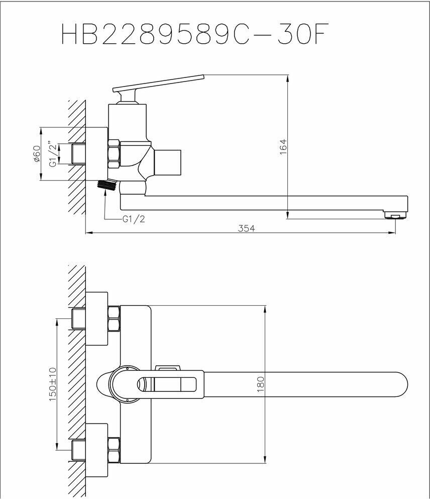 Смеситель для ванны Haiba HB22589 универсальный Хром - фотография № 7