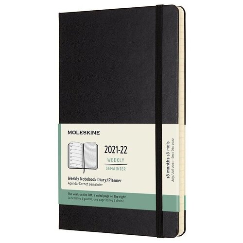 Еженедельник Moleskine ACADEMIC WKNT Large 130х210мм датир.18мес 208стр. черный