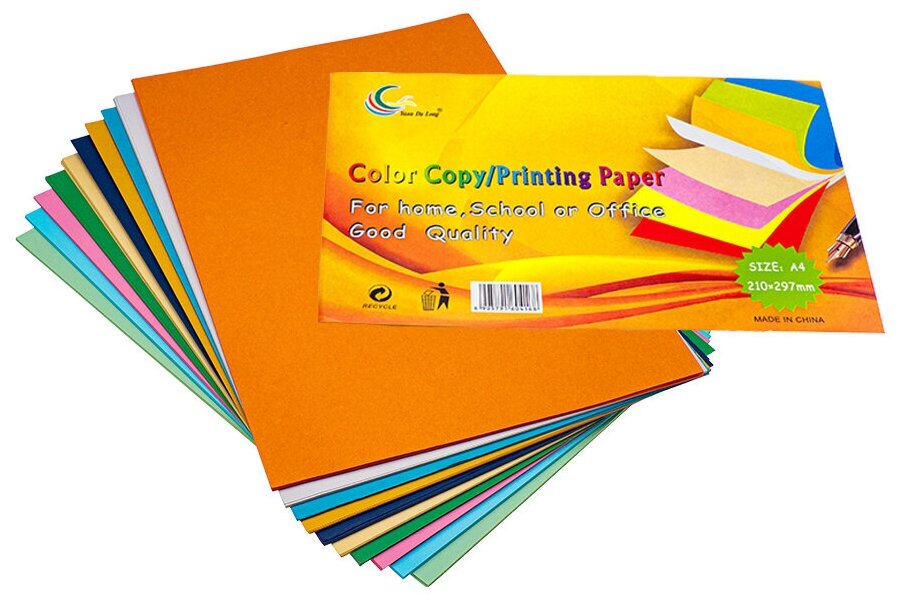 Бумага цветная двухсторонняя для принтера А4 (140г) / Бумага цветная для творчества 100 листов ассорти