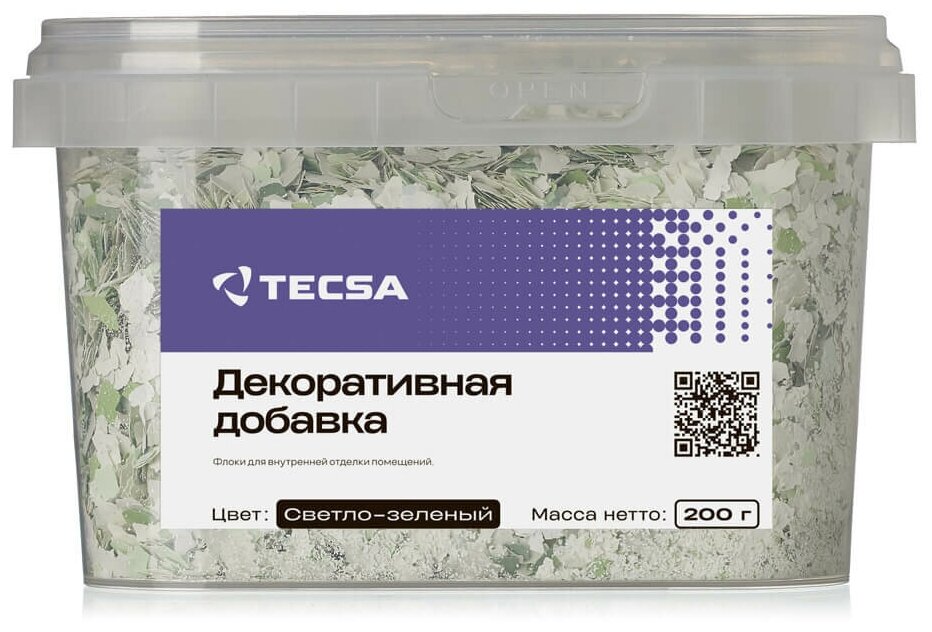 Декоративная добавка для жидких обоев Tecsa светло-зеленый 200 г.