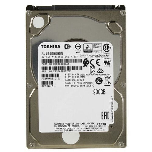 Жесткий диск Toshiba HDEBL03GEA51 900Gb 10500 SAS 25 HDD 1919000₽