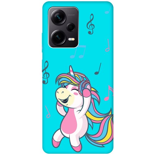 Матовый чехол Musical Unicorn для Xiaomi Redmi Note 12 Pro / Note 12 Pro+ / Note 12 Explorer Edition с 3D эффектом мятный матовый чехол unicorn для xiaomi redmi note 12 pro note 12 pro note 12 explorer edition с 3d эффектом желтый