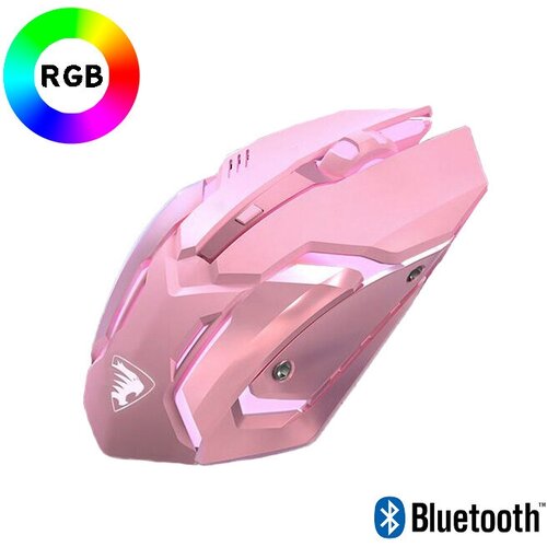 Механическая беспроводная мышь EWEADN, бесшумная, игровая, 2 в 1 Bluetooth 5.1 USB-штекер и Bluetooth 2.4 с подсветкой RGB, розовый