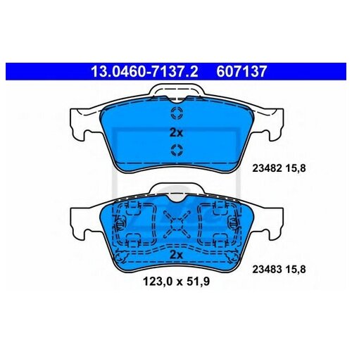 ATE 13.0460-7137.2 (1279924 / 12799240 / 1605196) колодки тормозные дисковые задн, nissan: Primera (Примера) 1.6 /