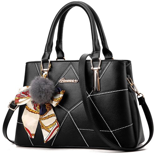 фото Женская сумка кросс-боди porfetto, черная с белой строчкой.