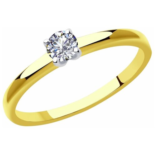 Кольцо SOKOLOV, желтое золото, 585 проба, бриллиант, размер 18 53473 кольцо русские самоцветы кольцо с бриллиантом из желтого золота 585 пробы shine 16 размер