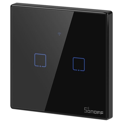 Умный 2-клавишный настенный Wi-Fi выключатель SONOFF TX T3, T3EU2C, черный, Умный Дом