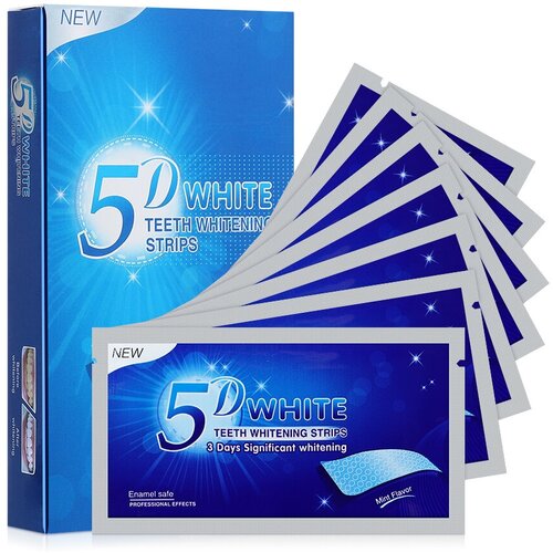 Отбеливающие полоски для зубов 5D WHITE Gel, 7 пар, курс на 1 неделю