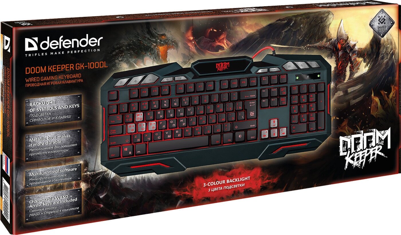 Игровая клавиатура для компьютера Defender Doom Keeper мембранная (Full-size)