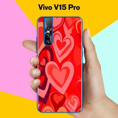 Силиконовый чехол на Vivo V15 Pro Красные Сердца / для Виво В15 Про силиконовый чехол на vivo v15 pro виво v15 про на счастье прозрачный