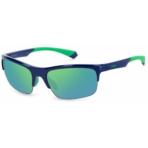 фото Солнцезащитные очки polaroid, прямоугольные, спортивные, поляризационные, с защитой от уф, синий
