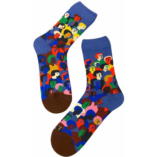 фото Носки , размер 41, коричневый, синий, оранжевый country socks
