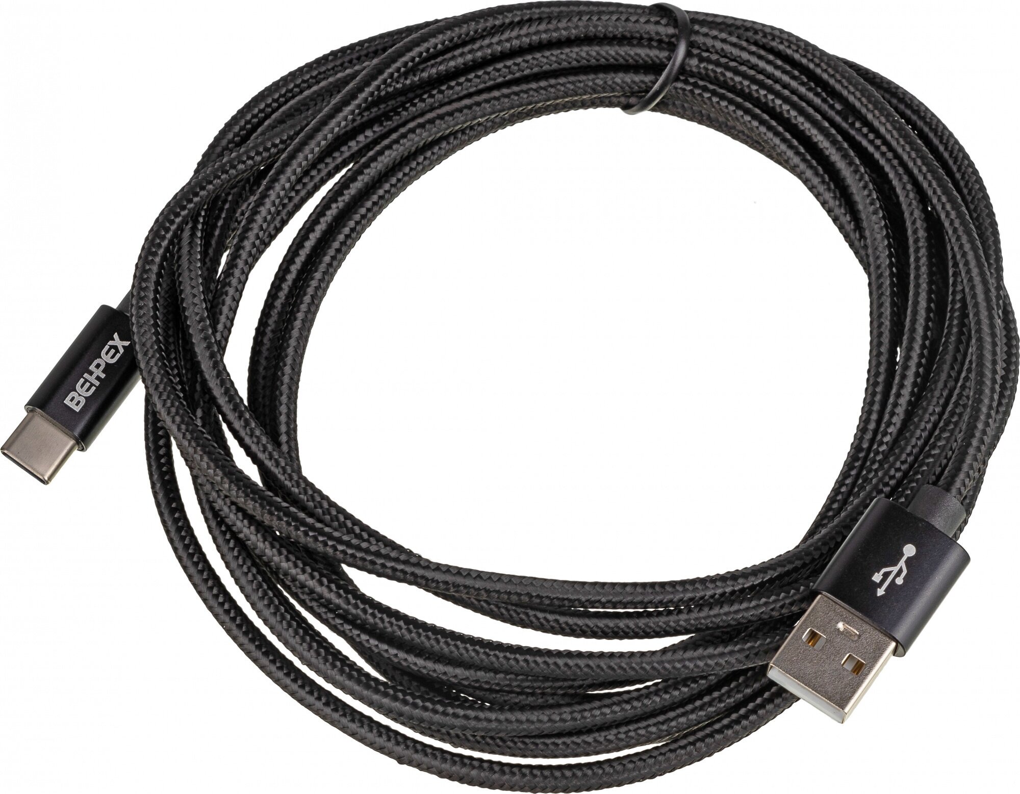 Кабель USB Type-C (m) - USB (m), 3м, в оплетке, 2.4A, черный