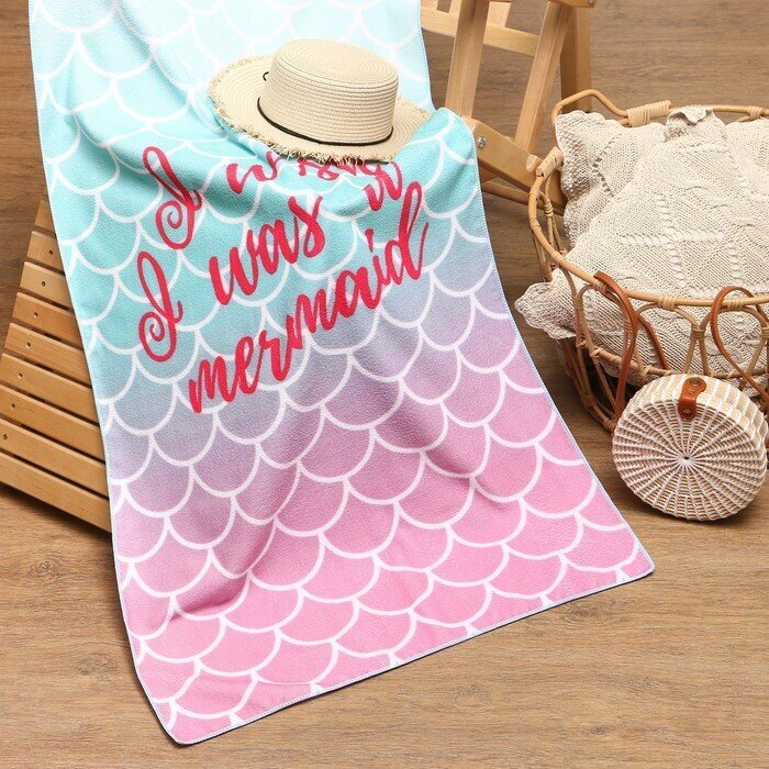 фото Полотенце пляжное ROZZYHOME "Листья" 75*140 см, микрофибра, 100% п/э, 230 гр/м2