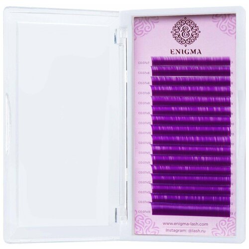 Enigma Ресницы Фиолетовые - 16 линий, MIX (изгиб D; толщина 0,07; длина 8-13)