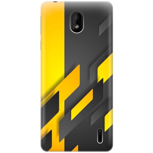 Ультратонкий силиконовый чехол-накладка для Nokia 1 Plus с принтом Черно-желтая абстракция