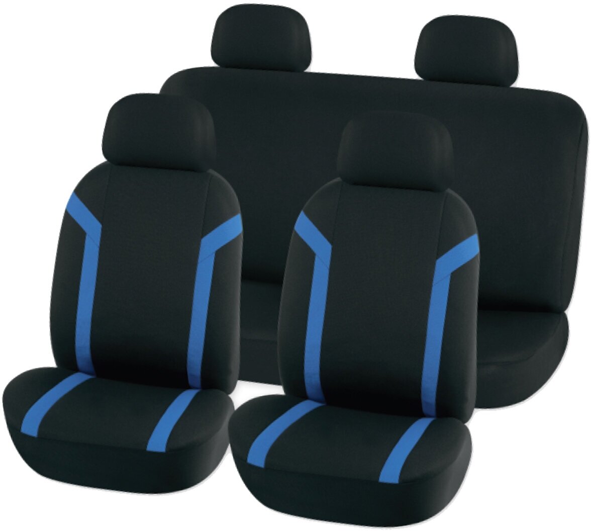 фото Чехлы на сиденья (рубашка) с подголовниками, черно-синий (8 предметов) ARNEZI A0508008