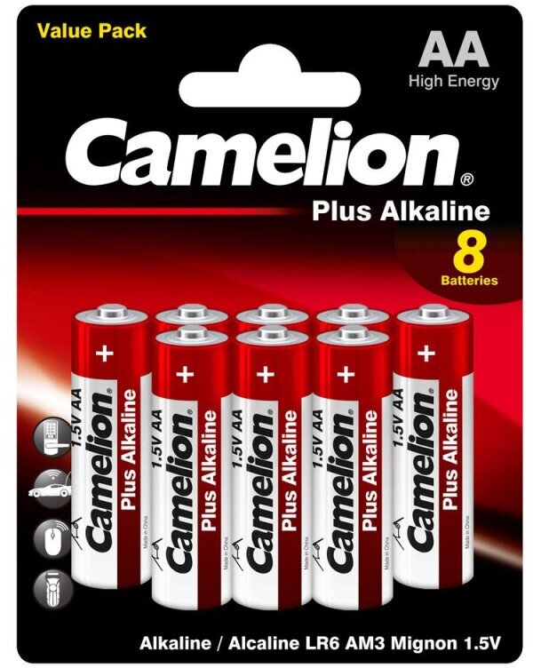 Батарейка Camelion Plus Alkaline BL8 AA/LR6 (LR6-BP5+3) 8шт/уп