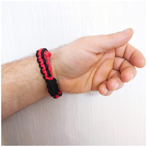 Браслет, размер 19 см, размер M, диаметр 9 см, красный, черный boroda design браслет из кожаного шнура ручного плетения