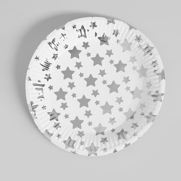 Страна Карнавалия Набор посуды «С днём рождения», серебряные звёзды - фотография № 3