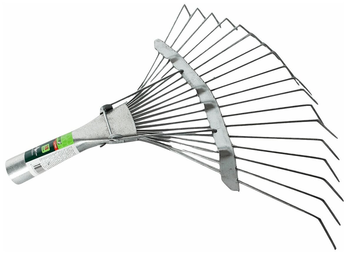 Грабли веерные СИБРТЕХ 18 зубьев без черенка оцинкованные круглый зуб - фотография № 1