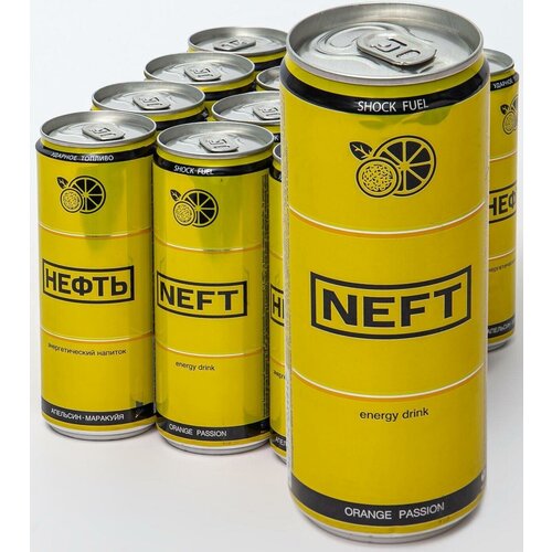 Напиток безалкогольный тонизирующий газированный 0,5мл, 12 шт - упаковка, Апельсин-Маракуйя, neft-002, NEFT