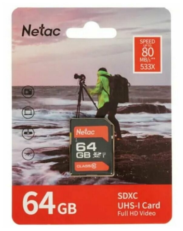 Флеш-накопитель NeTac Карта памяти Netac P600 Standard SD 64GB Retail version