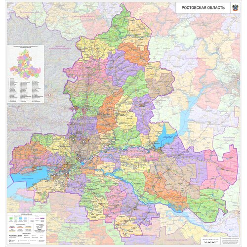 Настенная карта Ростовской области 125 х 120 м (на баннере) настенная карта ростовской области 125 х 120 см на самоклеющейся пленке