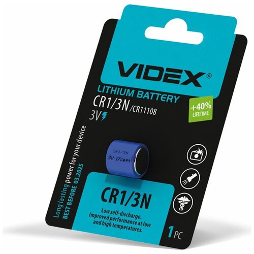 Батарейка CR1/3N - Videx 3.0V 1BL (1 штука) VID-CR1/3N videx элемент питания воздушно цинковый 6 блистер vid za13