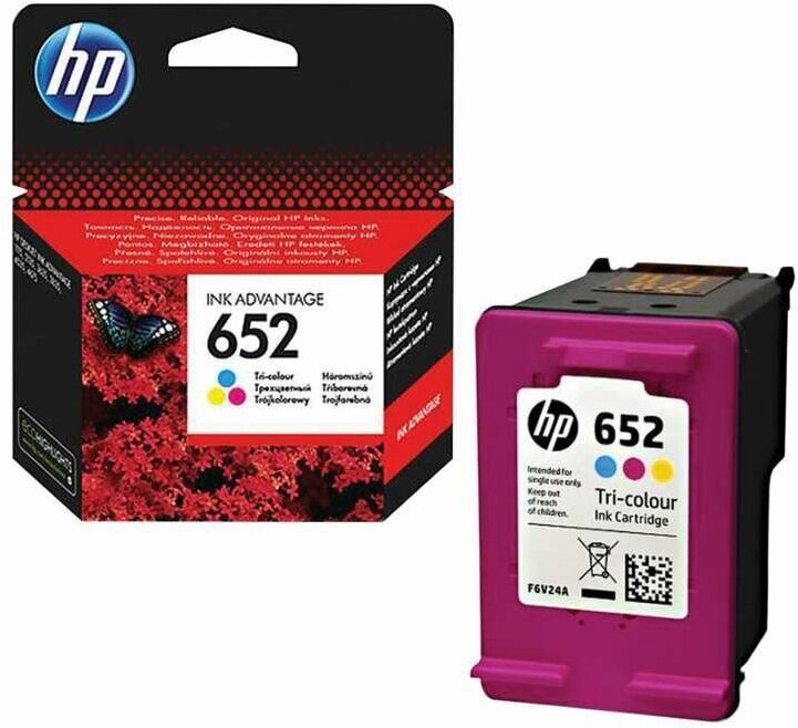 Картридж струйный HP (F6V24AE) DeskJet 2135/3635/3835/4535/4675/1115, №652, цветной, оригинальный ресурс 200 стр.