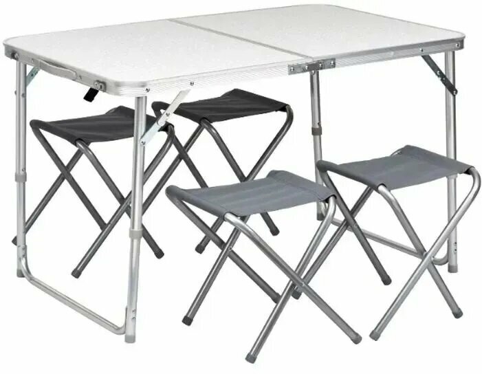 Набор стол 4 стула алюминиевый 60x120 см, белый