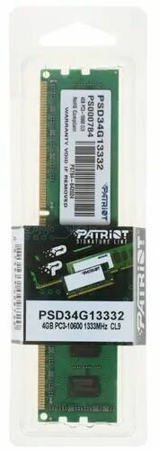 Оперативная память Patriot Memory SL 4 ГБ DDR3 1333 МГц DIMM CL9 PSD34G13332 - фотография № 6