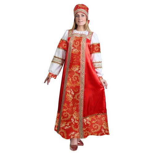 фото Русский костюм женский"золотые узоры"платье,сорока,атлас р-р48 рост172 3640654 страна карнавалия