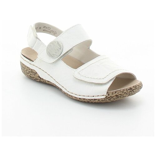 фото Босоножки rieker женские летние, размер 39, цвет белый, артикул v7272-80
