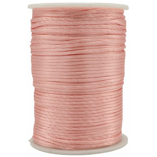Шнур атласный 2 мм х 90 м, цвет: светло-розовый, для воздушных петель
