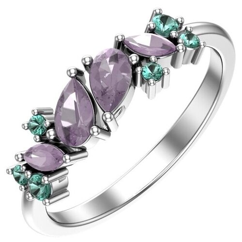 фото Pokrovsky серебряное кольцо с аметистовыми и зелеными фианитами 1100783-00355, размер 16