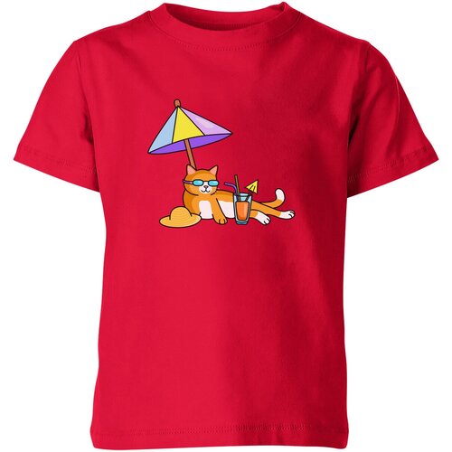 Футболка Us Basic, размер 4, красный мужская футболка котик на пляже s синий