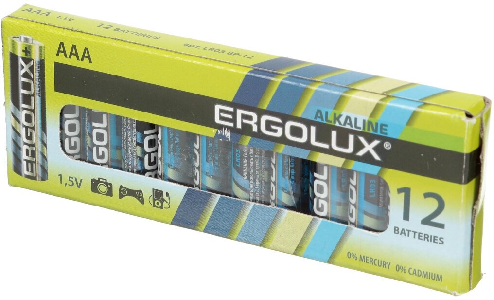 AAA Батарейка ERGOLUX Alkaline LR03 BP-12, 12 шт. 1250мAч - фото №12