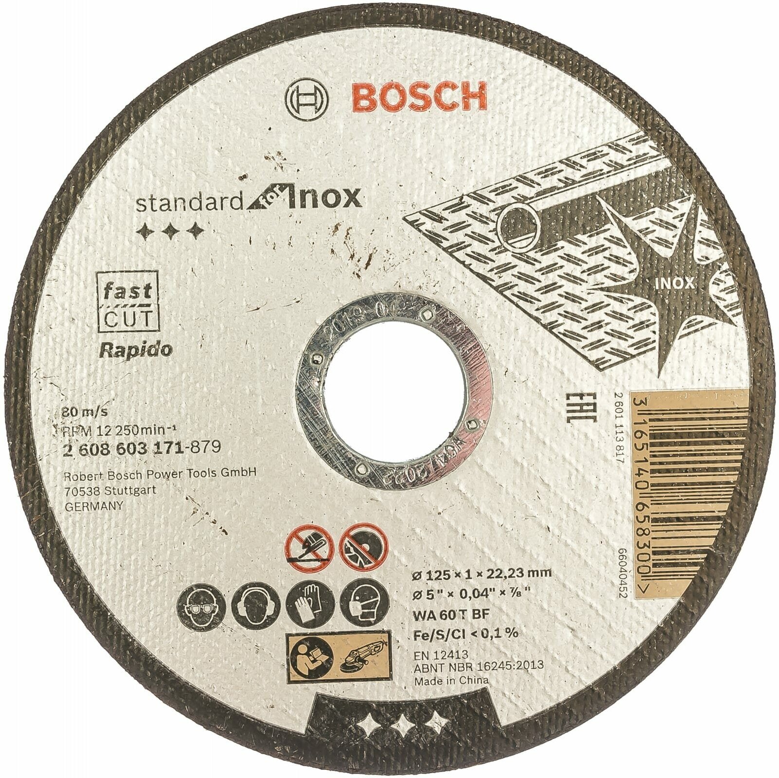 Диск отрезной по нержавеющей стали Standard 125x1х22.2 мм Bosch 2.608.603.171