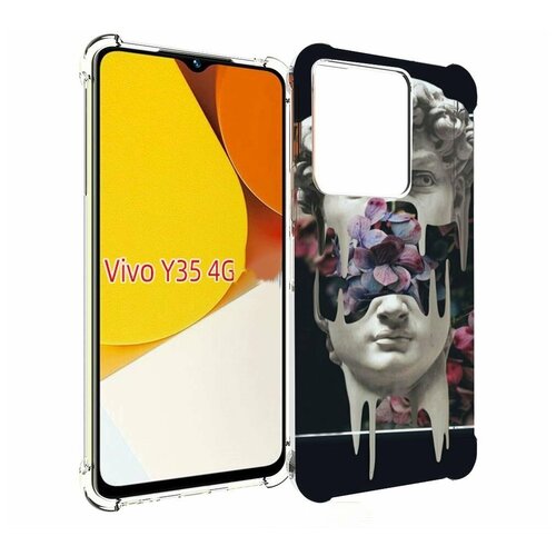 Чехол MyPads статуя-с-цветами-внутри для Vivo Y35 4G 2022 / Vivo Y22 задняя-панель-накладка-бампер