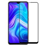 Защитное стекло для телефона Xiaomi Redmi 9 с олеофобным покрытием и черной рамкой, полная проклейка экрана (Черный) - изображение