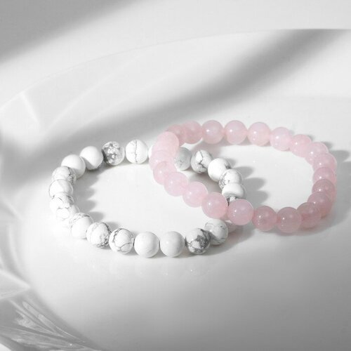 Комплект браслетов, размер 5.5 см, розовый, белый комплект браслетов размер 20 см белый розовый