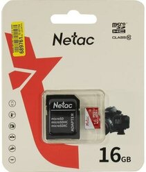 Карта памяти Transflash (MicroSDHC) Card_ 16 GB Class 10 Netac NT02P500ECO-016G-R P500 с адаптером